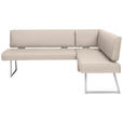 ECKBANK 185/160 cm  in Creme, Edelstahlfarben  - Edelstahlfarben/Creme, Design, Textil/Metall (185/160cm) - Dieter Knoll