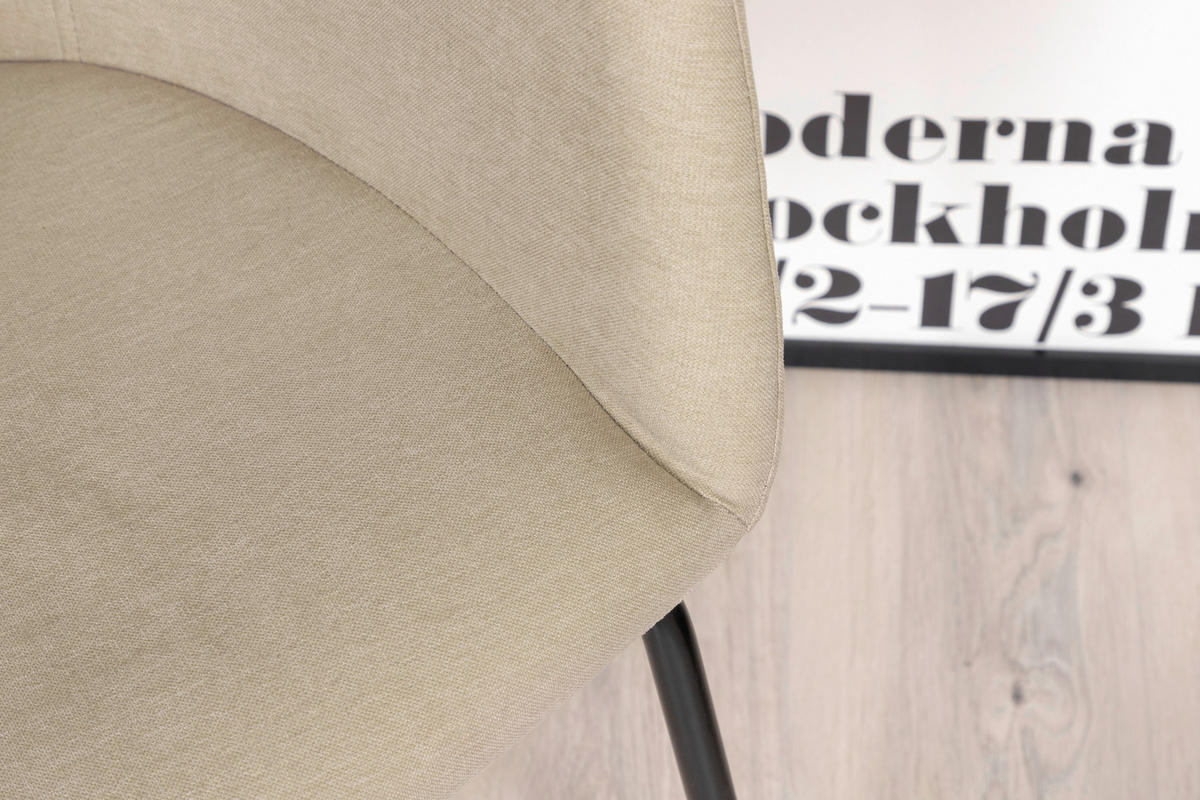 STUHL Samt Schwarz, Beige  - Beige/Schwarz, Design, Holz/Kunststoff (55/78/55cm) - Livetastic