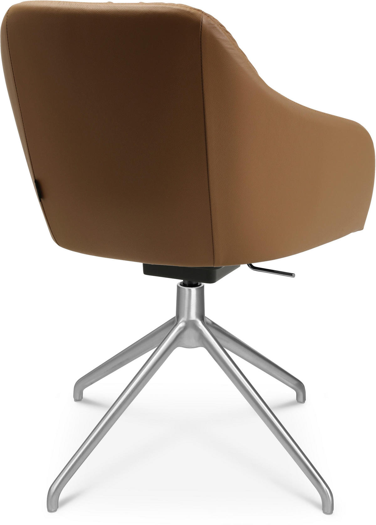 ARMLEHNSTUHL  in Aluminium Echtleder pigmentiert  - Cognac/Alufarben, Design, Leder/Metall (58/81,5-84,5/60cm) - Johann Jakob