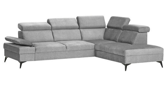 ECKSOFA Grau Flachgewebe Schlaffunktion, Armteilverstellung, Kopfteilverstellung, Sitztiefenverstellung  - Schwarz/Grau, MODERN, Textil/Metall (258/210cm) - Landscape