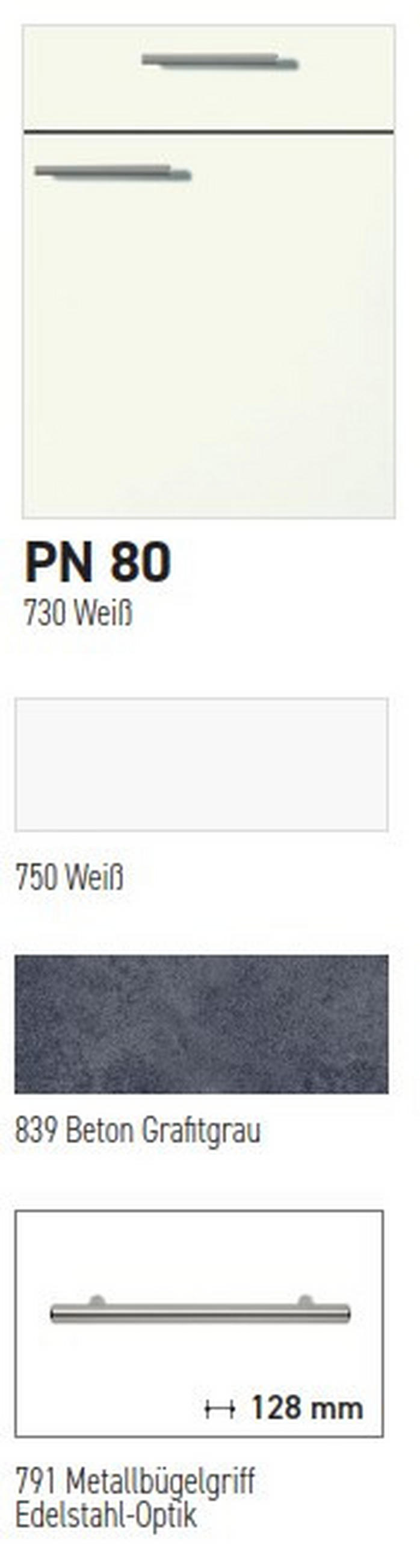 KÜCHENBLOCK PN 80 350 cm  in Graphitfarben, Weiß  - Edelstahlfarben/Graphitfarben, Design, Holzwerkstoff/Metall (350cm) - Pino