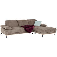 ECKSOFA in Struktur Schlammfarben  - Schlammfarben/Schwarz, Modern, Textil/Metall (283/194cm) - MID.YOU