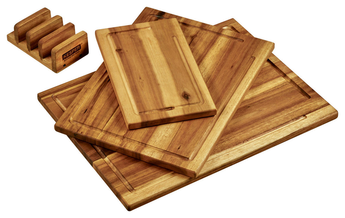 SCHNEIDEBRETT-SET Holz Akazie  - Braun, Basics, Holz (40/11,2/31,5cm) - Kesper