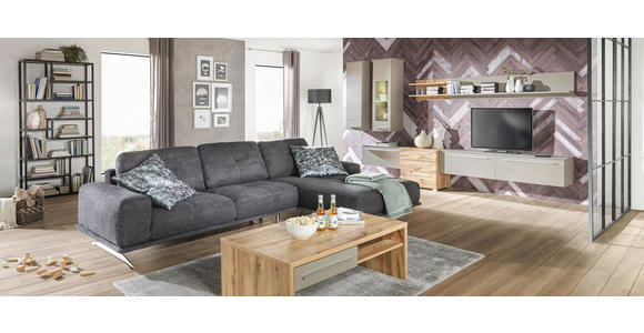 WOHNWAND in Eichefarben, Grau - Chromfarben/Eichefarben, Design, Glas/Holzwerkstoff (320/199/43cm) - Hom`in