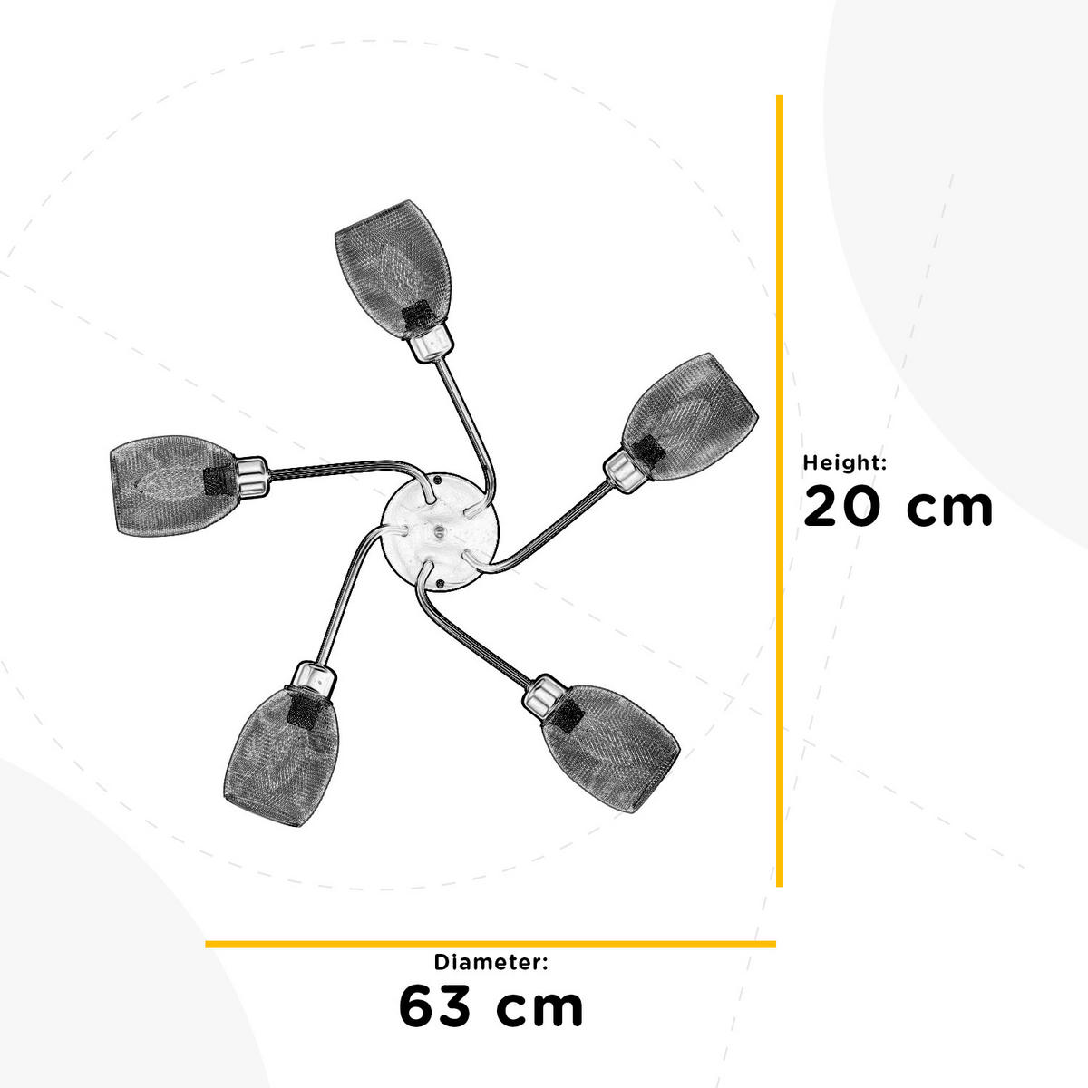 DECKENLEUCHTE  63/20 cm    - Goldfarben/Schwarz, KONVENTIONELL, Metall (63/20cm)