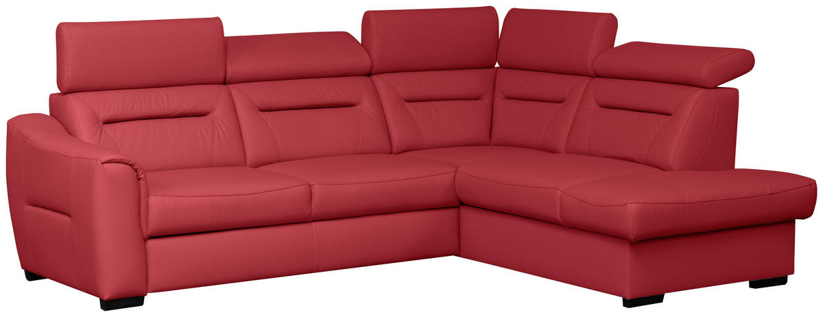 ECKSOFA Lederlook Echtleder Rot  - Wengefarben/Rot, Design, Leder/Holz (260/212cm) - Celina Home