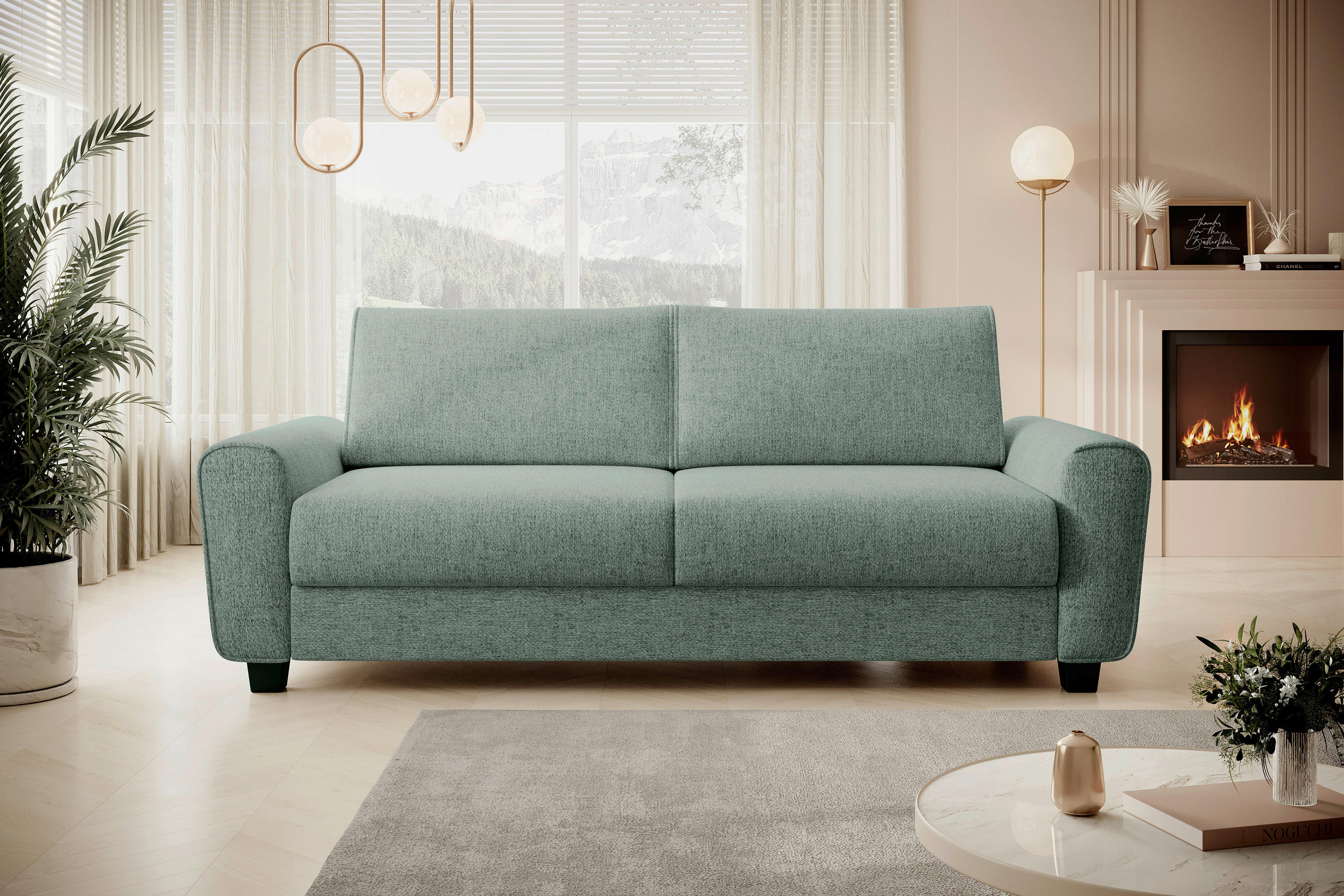 SCHLAFSOFA Webstoff Grün  - Schwarz/Grün, Design, Kunststoff/Textil (203/69-82/99cm) - Welnova
