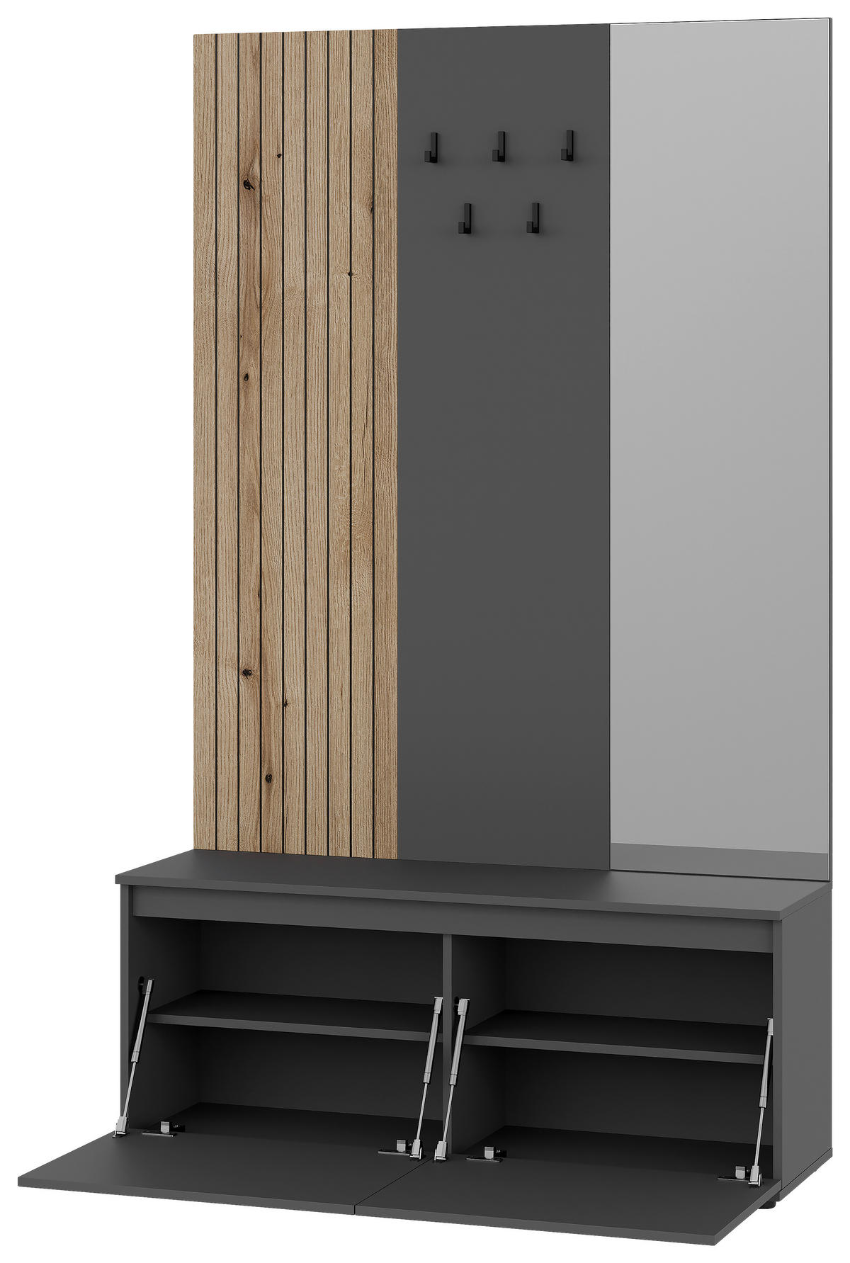 ŠATNA, 120/200/36,6 cm - barvy dubu/antracitová, Konvenční, kompozitní dřevo (120/200/36,6cm) - Carryhome