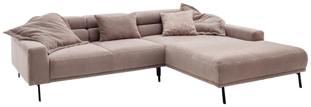 ECKSOFA  in Cord Taupe  293/215-217 cm  - Taupe/Schwarz, Design, Textil/Metall (293/215-217cm) - Schöner Wohnen