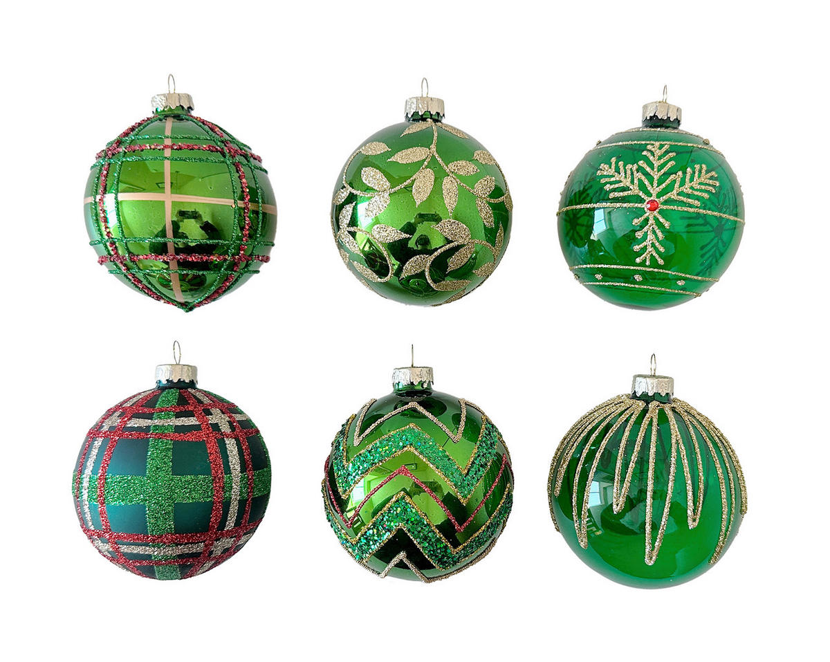 VIANOČNÁ GUĽA   - zlatá/zelená, Lifestyle, kov/plast (8cm) - X-Mas