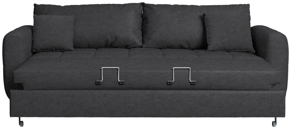 SCHLAFSOFA Webstoff Anthrazit Stoffauswahl, Bettfunktion erhältlich, Rücken echt, Armteil links, Armteil rechts  - Anthrazit/Schwarz, Design, Holz/Textil (236/88/101cm) - Lomoco