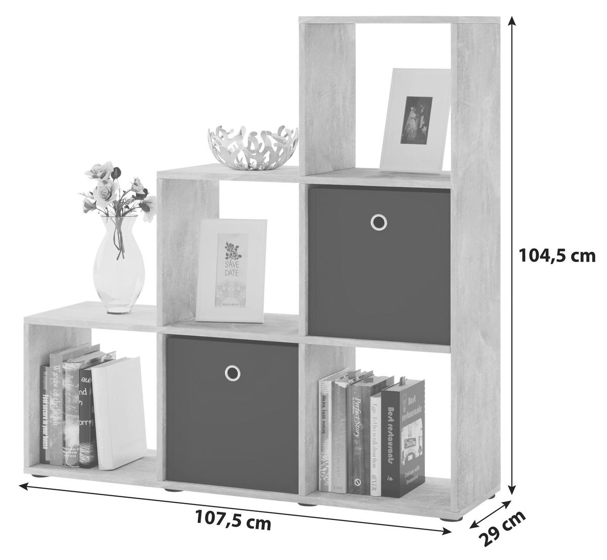 Standregal in Weiß  in Holzwerkstoff   - Weiss/Schwarz, Konventionell, Holzwerkstoff/Kunststoff (107,5/104,5/29cm) - MID.YOU