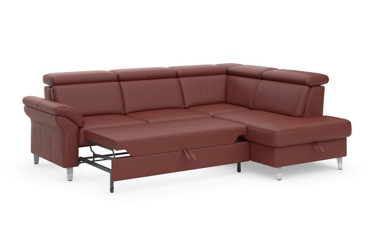 ROHOVÁ SEDAČKA, kůže, červenohnědá - barvy chromu/červenohnědá, Basics, kov/kůže (245/194cm) - Sit & More