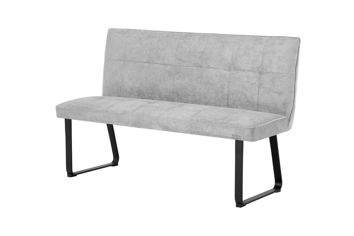SITZBANK in Metall, Textil Hellgrau  - Hellgrau/Schwarz, MODERN, Textil/Metall (140/92/58cm) - MID.YOU