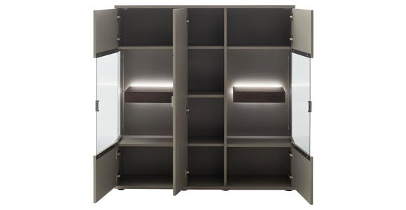 HIGHBOARD Grau, Eichefarben 130/134/37 cm - Eichefarben/Grau, Design, Glas/Holzwerkstoff (130/134/37cm) - Novel
