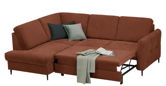 ECKSOFA in Chenille Rostfarben  - Rostfarben/Schwarz, MODERN, Holz/Textil (184/241cm) - Carryhome