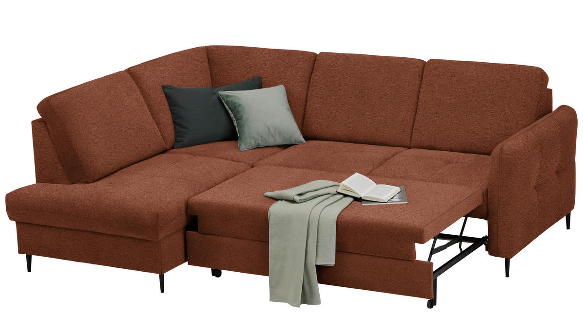 SAROKKANAPÉ textil rozsdavörös  - fekete/rozsdavörös, Modern, textil/fa (184/241cm) - Hom`in