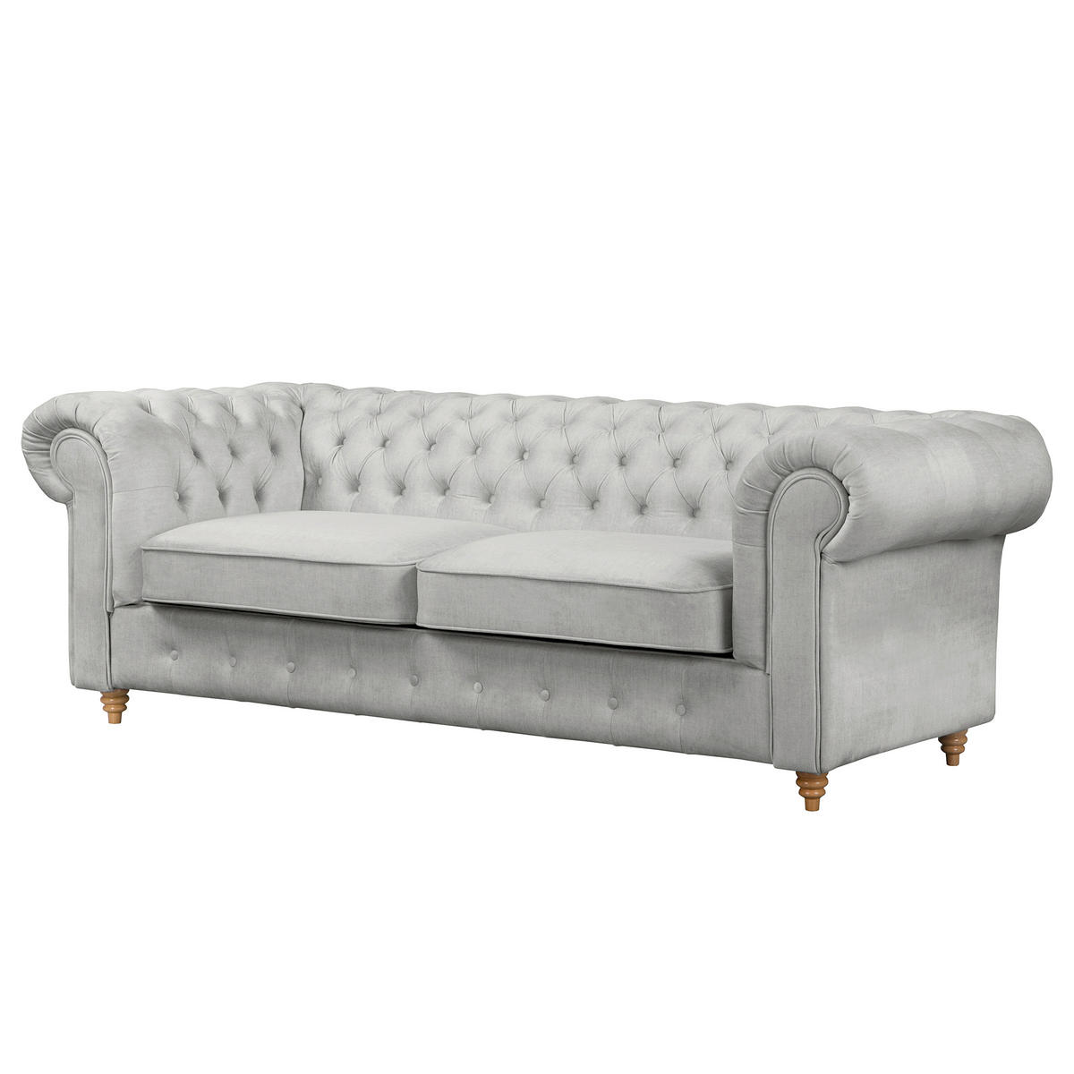 SCHLAFSOFA Mikrofaser Hellgrau Armteil links, Armteil rechts  - Hellgrau/Braun, Design, Holz/Textil (218/74/91cm) - P & B