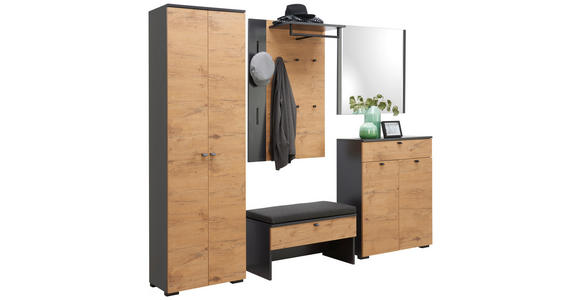 GARDEROBE 7-teilig  in 240/200/34 cm  - Eichefarben/Anthrazit, Design, Holzwerkstoff (240/200/34cm) - Moderano