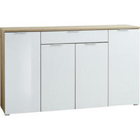 SIDEBOARD 179/105/40 cm  in Weiss, Eichefarben  - Weiss/Eichefarben, Konventionell, Glas/Holzwerkstoff (179/105/40cm)
