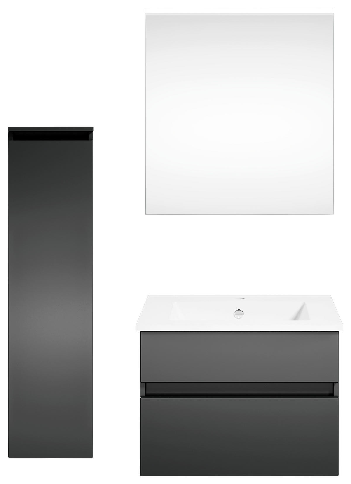 BADEZIMMER 92,2 cm  - Weiss/Dunkelgrau, Konventionell, Holzwerkstoff (92,2cm) - Puris