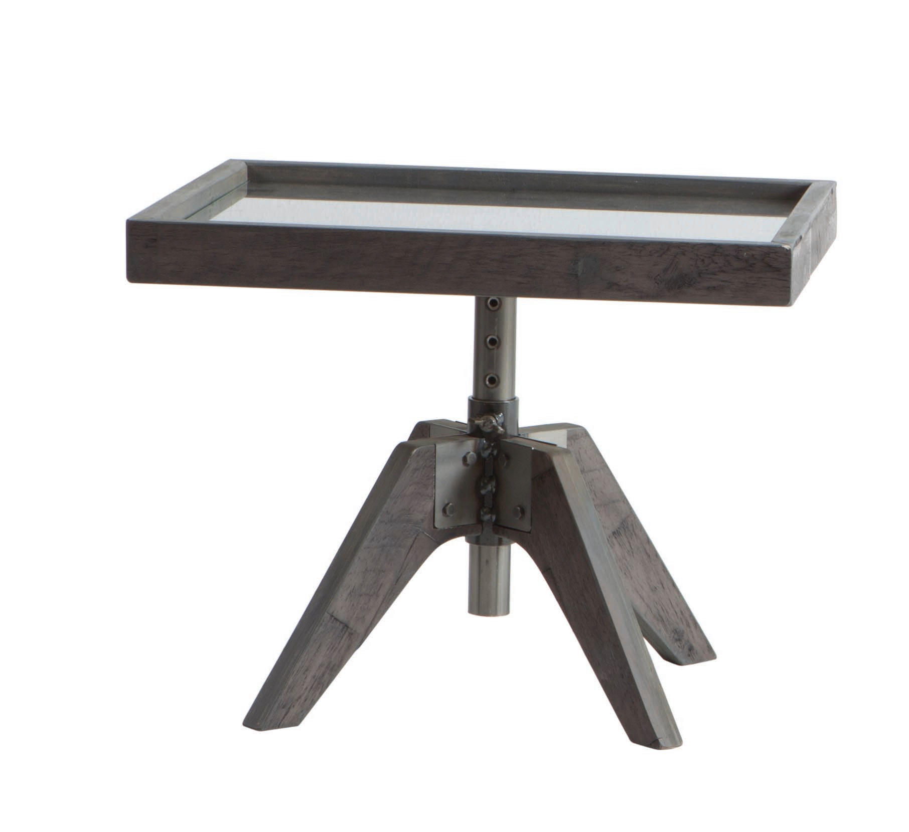NACHTTISCH 52/34-53/42 cm  in massiv Akazie Grau  - Grau, Design, Glas/Holz (52/34-53/42cm) - Hasena