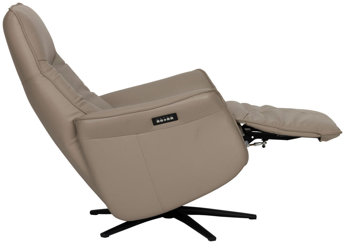 RELAXSESSEL Lederlook Echtleder    - Schwarz/Grau, Design, Leder/Holz (79/110/83cm) - Livetastic