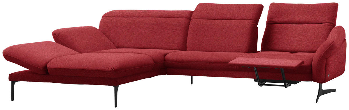 ECKSOFA in Webstoff Rot  - Anthrazit/Rot, Design, Textil/Metall (203/299cm) - Himolla