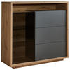 HIGHBOARD Grau, Eiche Artisan  120/113/42 cm  - Graphitfarben/Eiche Artisan, Design, Glas/Holzwerkstoff (120/113/42cm) - Stylife