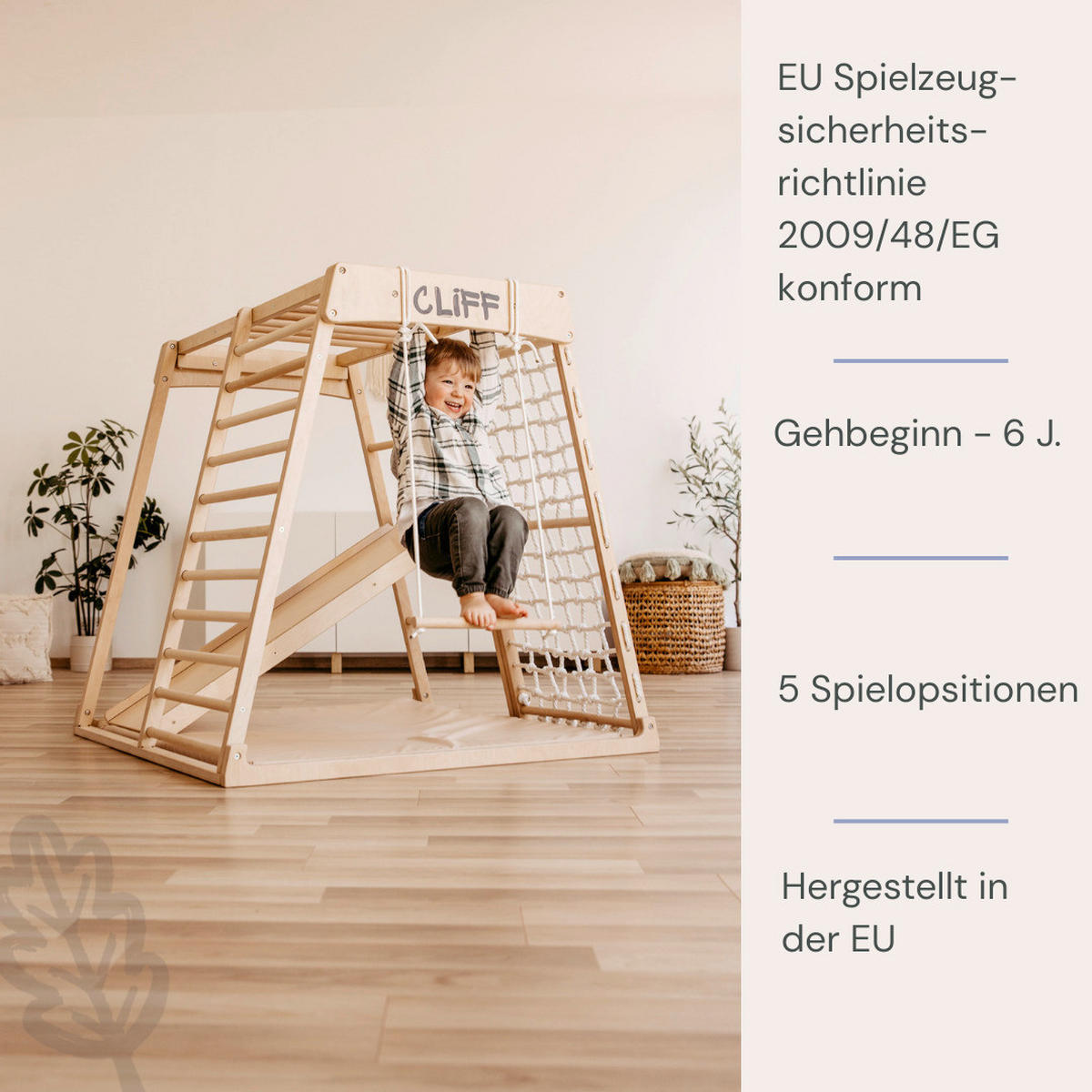 KLETTERGERÜST - Weiß, Basics, Holz (113/115/110cm) - CLIFF