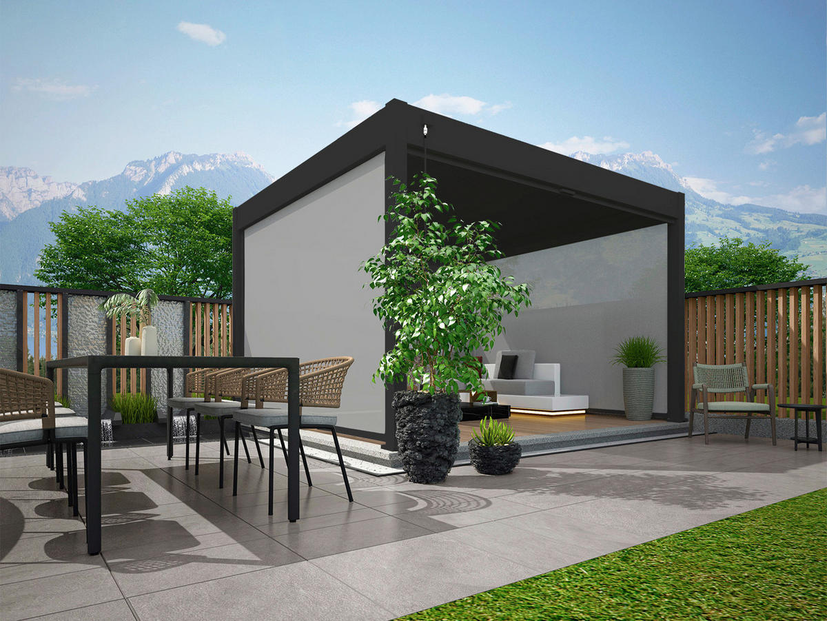 PERGOLA-ROLLO 339,9/236,5/9 cm   - Graphitfarben, Basics, Textil/Metall (339,9/236,5/9cm) - Gardenson