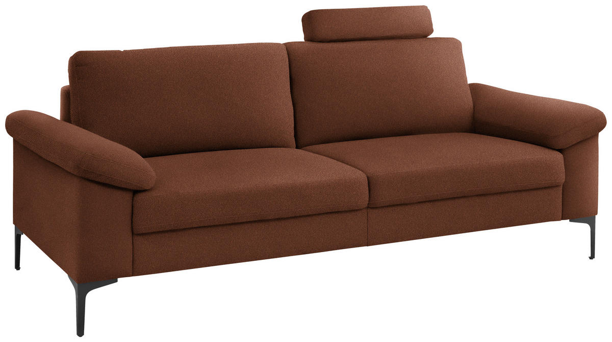 3-SITZER-SOFA in Flachgewebe Rostfarben  - Rostfarben/Schwarz, Design, Textil/Metall (226/89/97cm) - Pure Home Lifestyle