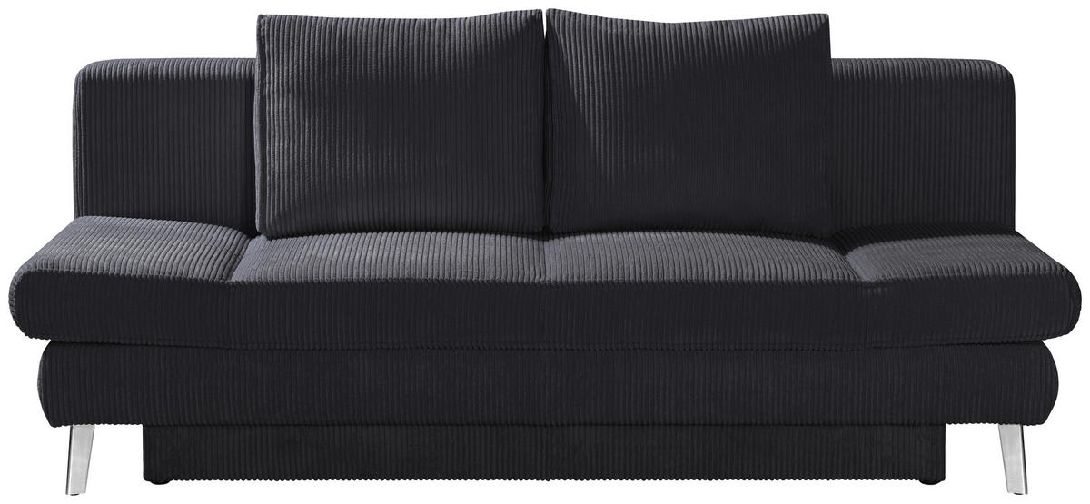 SCHLAFSOFA in Cord Dunkelgrau  - Chromfarben/Dunkelgrau, Design, Textil/Metall (200/85/90cm) - Xora