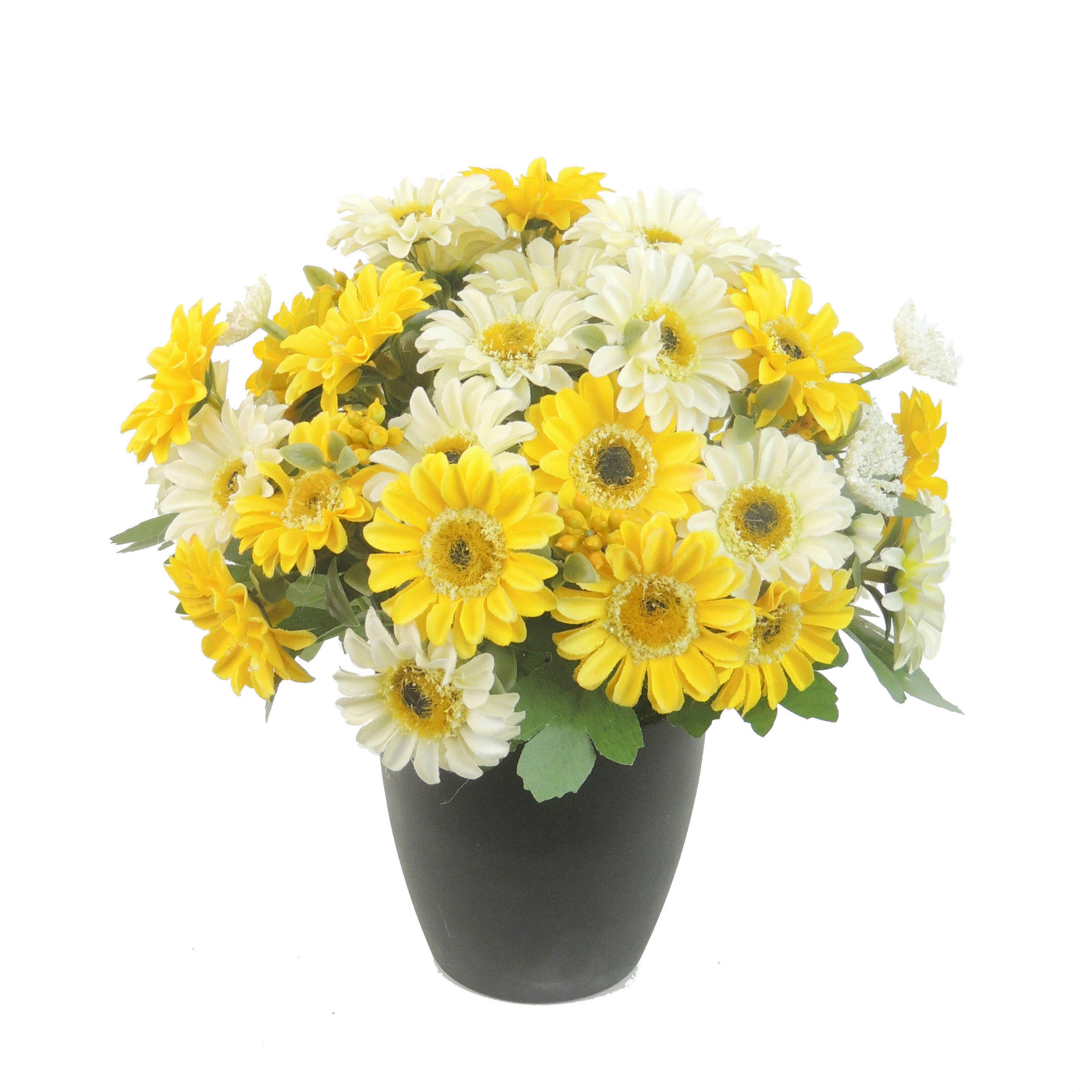 KUNSTBLUME  - Gelb/Schwarz, LIFESTYLE, Papier/Kunststoff (22cm)