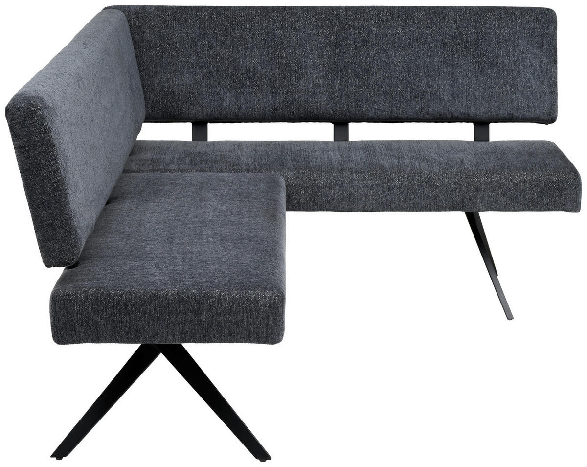 ECKBANK 190/150 cm  in Dunkelgrau  - Dunkelgrau/Schwarz, KONVENTIONELL, Textil/Metall (190/150cm) - MID.YOU
