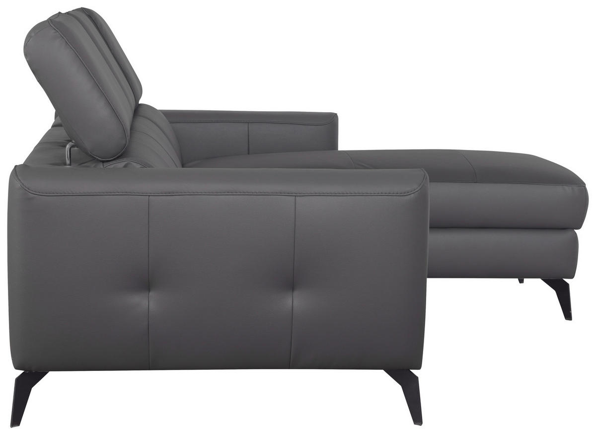 SEDACIA SÚPRAVA, textil, koža, antracitová - čierna/antracitová, kov/koža (235/73-97/179cm) - Celina Home