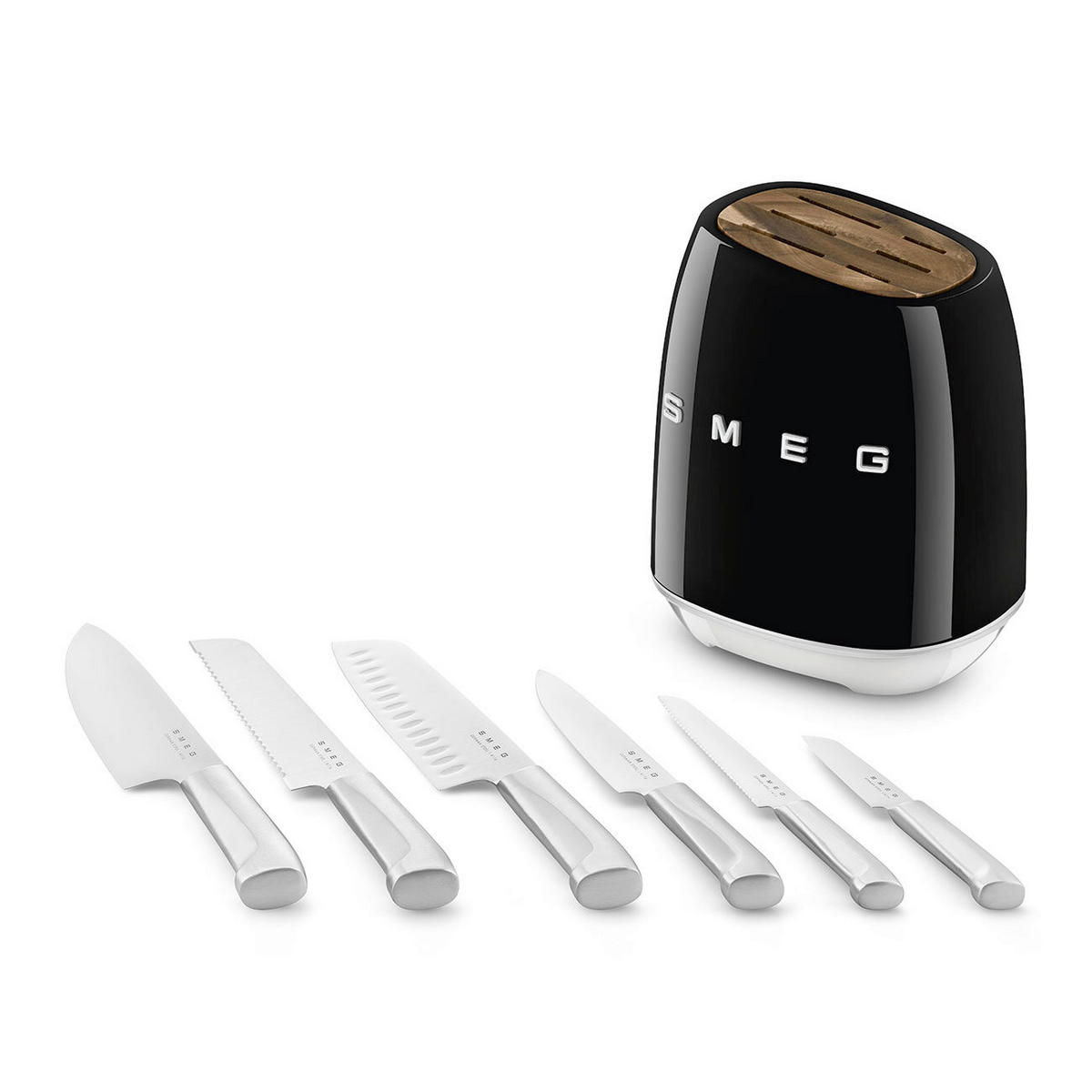 BLOK ZA NOŽE    - črna/visoki sijaj, Basics, kovina/les (13/23/19cm) - SMEG