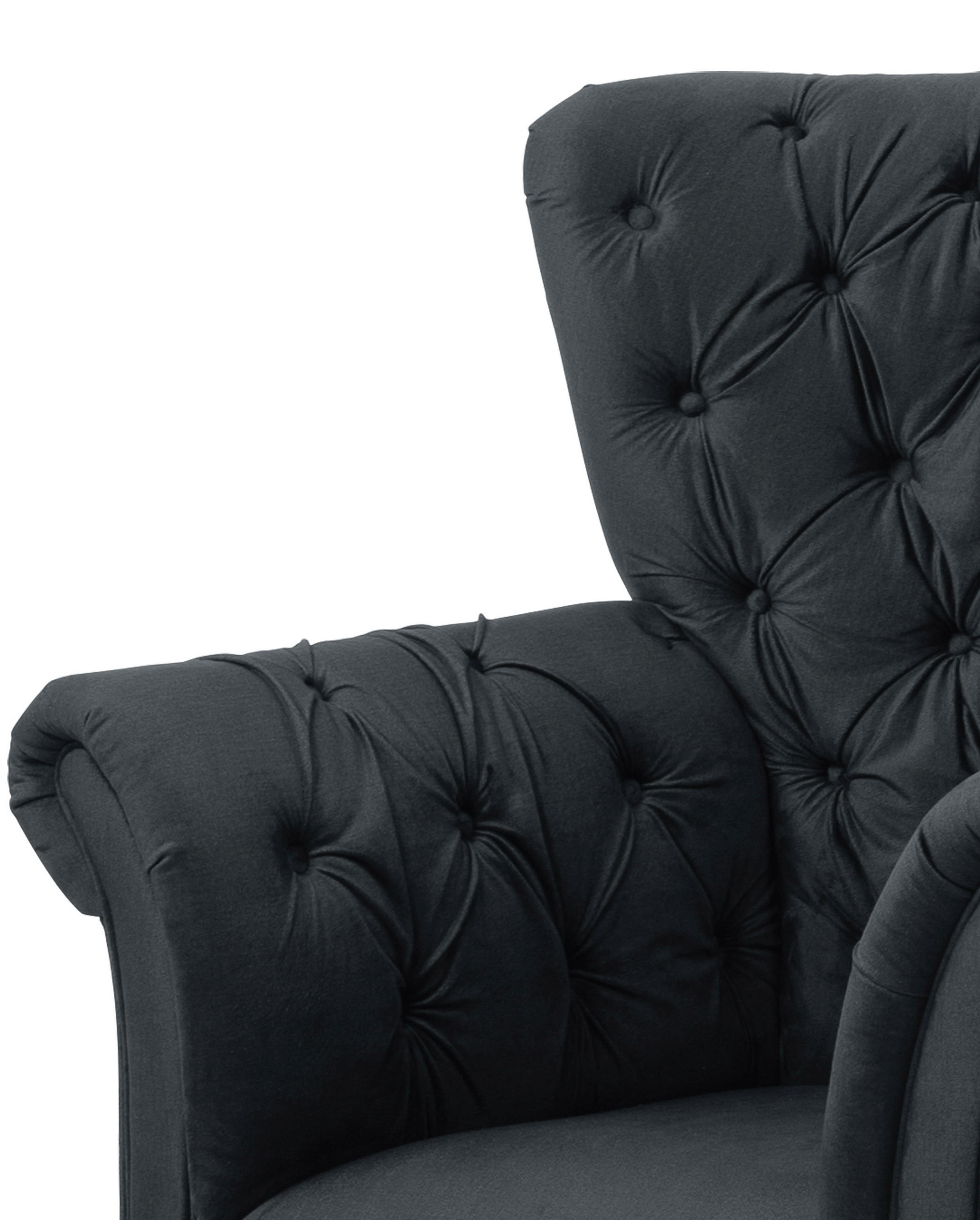 FÜLES FOTEL - fekete/antracit, Design, textil/fa (96/112/86cm) - MID.YOU
