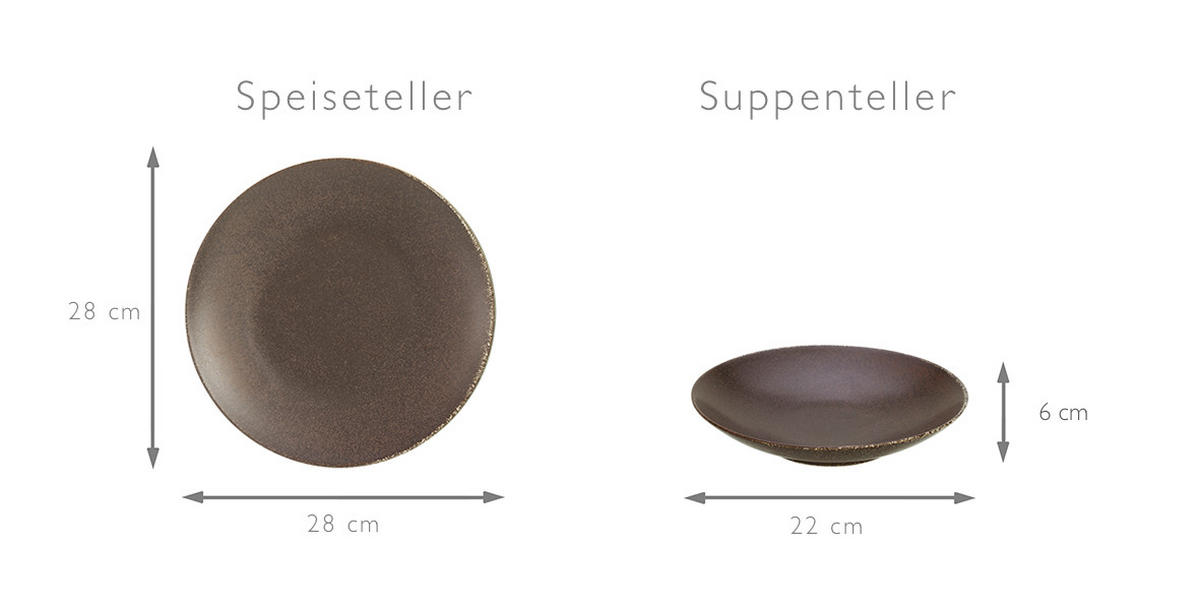 KOMBISERVICE Rusty 20-teilig  - Goldfarben/Schwarz, Design, Keramik (33/34/34cm) - Creatable