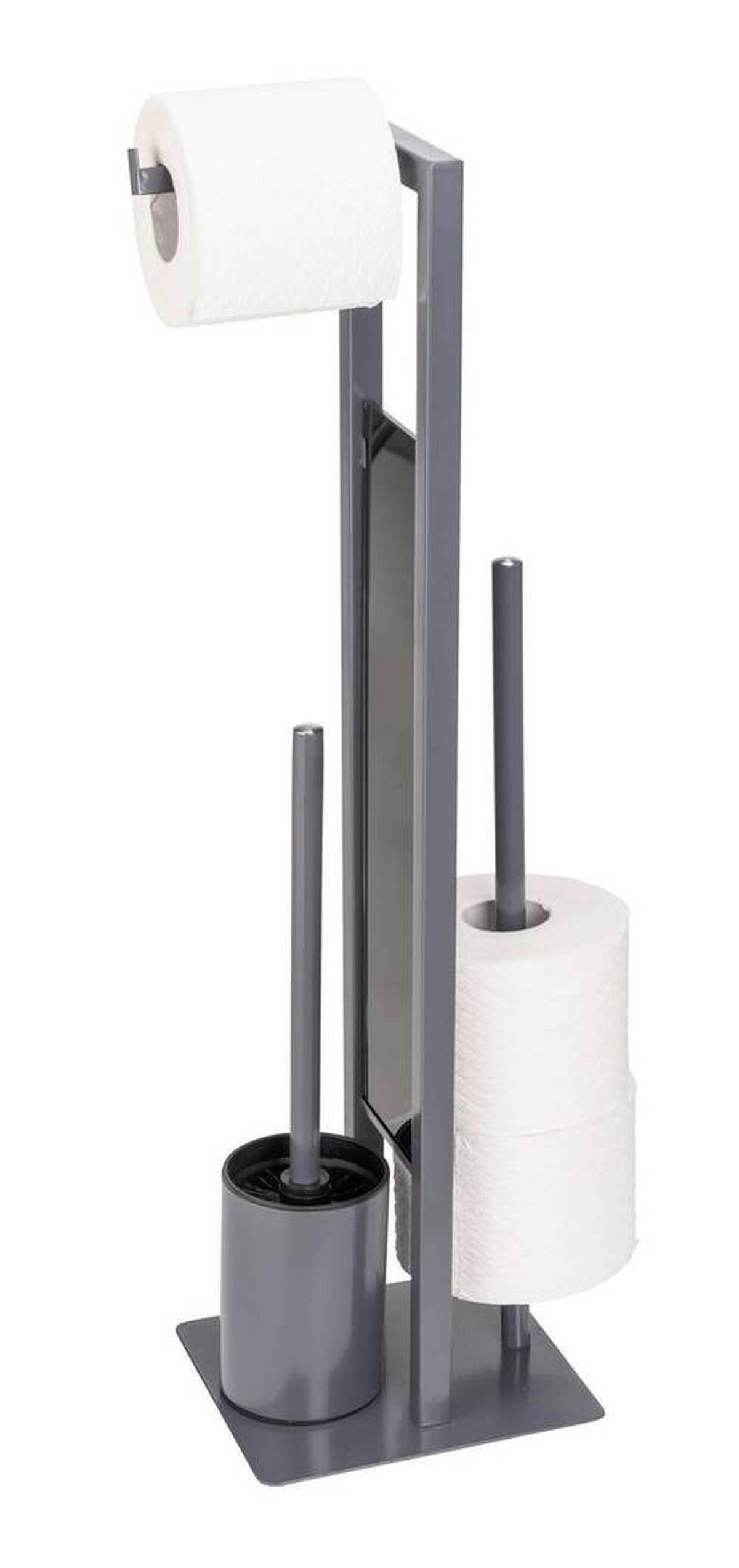 WC-BÜRSTENKOMBINATION - Schwarz/Grau, KONVENTIONELL, Glas/Kunststoff (18/70/23cm) - Wenko