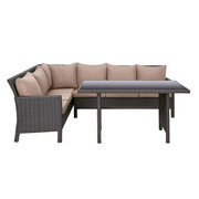 SEDACÍ SOUPRAVA - tmavě hnědá/černá, Design, kov/textil (258/85/181cm) - AMBIA GARDEN