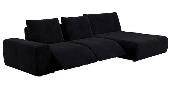 ECKSOFA in Velours Anthrazit  - Anthrazit/Schwarz, Design, Kunststoff/Textil (342/174cm) - Xora