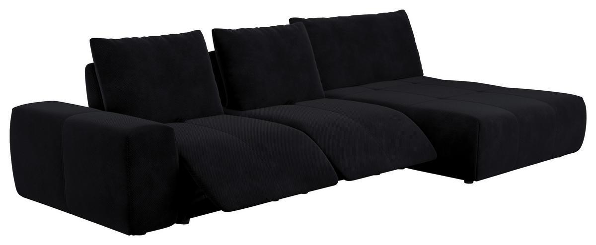 ECKSOFA in Velours Anthrazit  - Anthrazit/Schwarz, Design, Kunststoff/Textil (347/174cm) - Xora