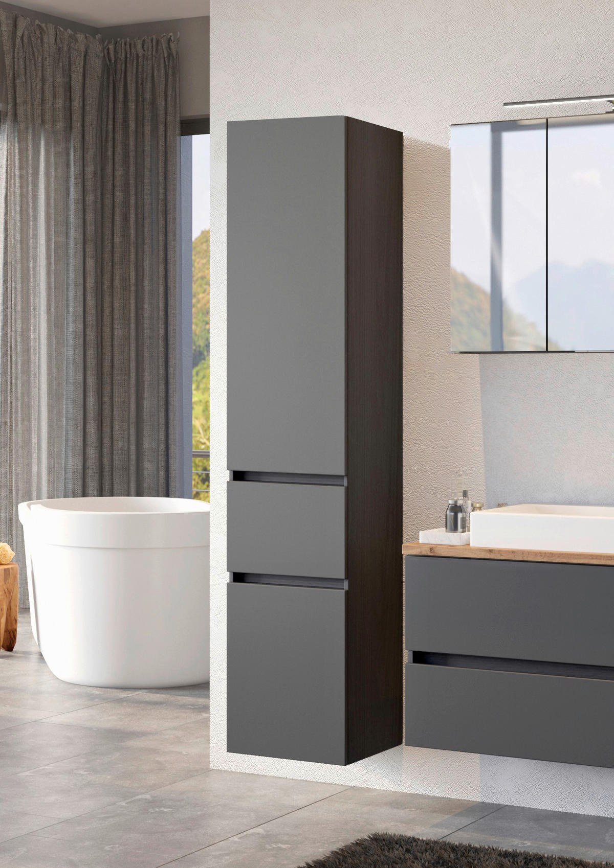 HÖGSKÅP  - grafitfärgad/silver, Basics, trämaterial/plast (40/185/35cm) - Held