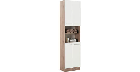 HOCHSCHRANK 50/195,5/33 cm  - Chromfarben/Eichefarben, KONVENTIONELL, Holzwerkstoff/Metall (50/195,5/33cm) - Carryhome