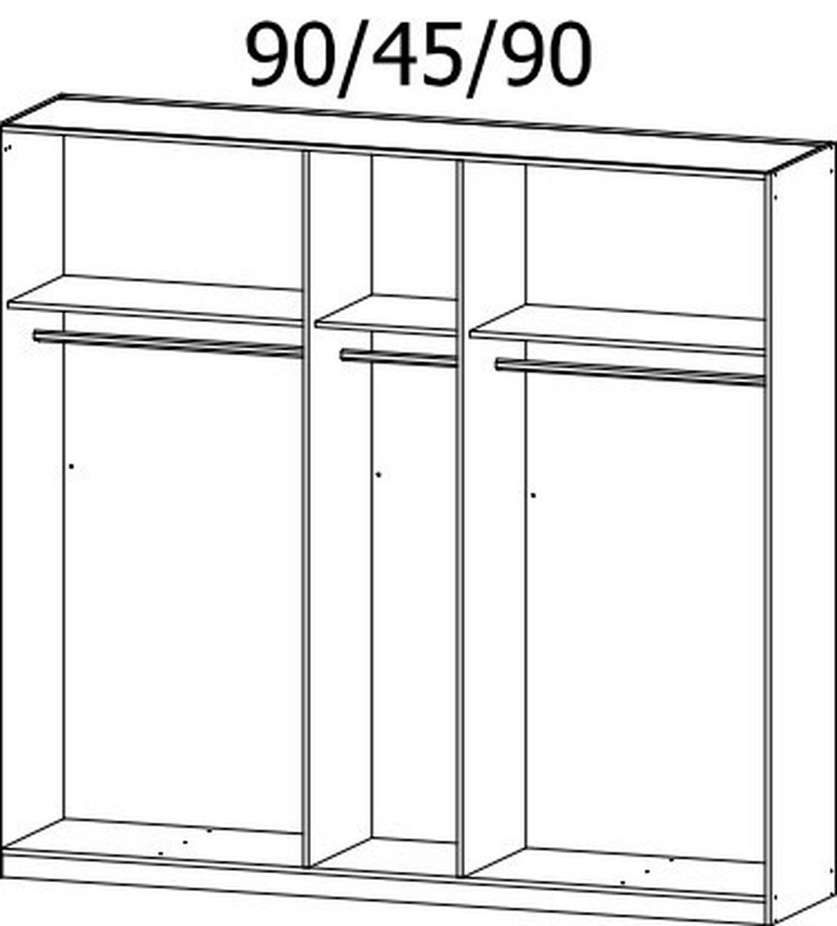 DREHTÜRENSCHRANK 226/210/54 cm 5-türig Weiß, Schwarz  - Schwarz/Weiß, Design, Glas/Holzwerkstoff (226/210/54cm) - Rauch Möbel