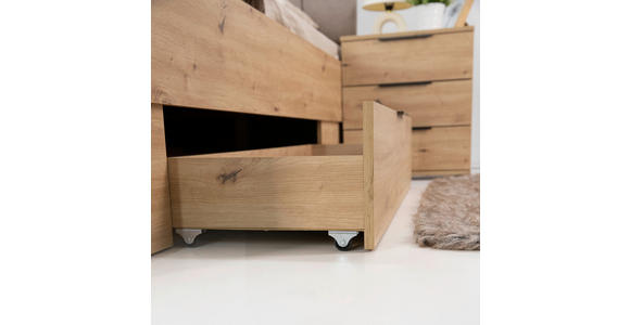 BETT 180/200 cm in Eiche Artisan - Taupe/Eiche Artisan, KONVENTIONELL, Holzwerkstoff/Textil (180/200cm) - Carryhome