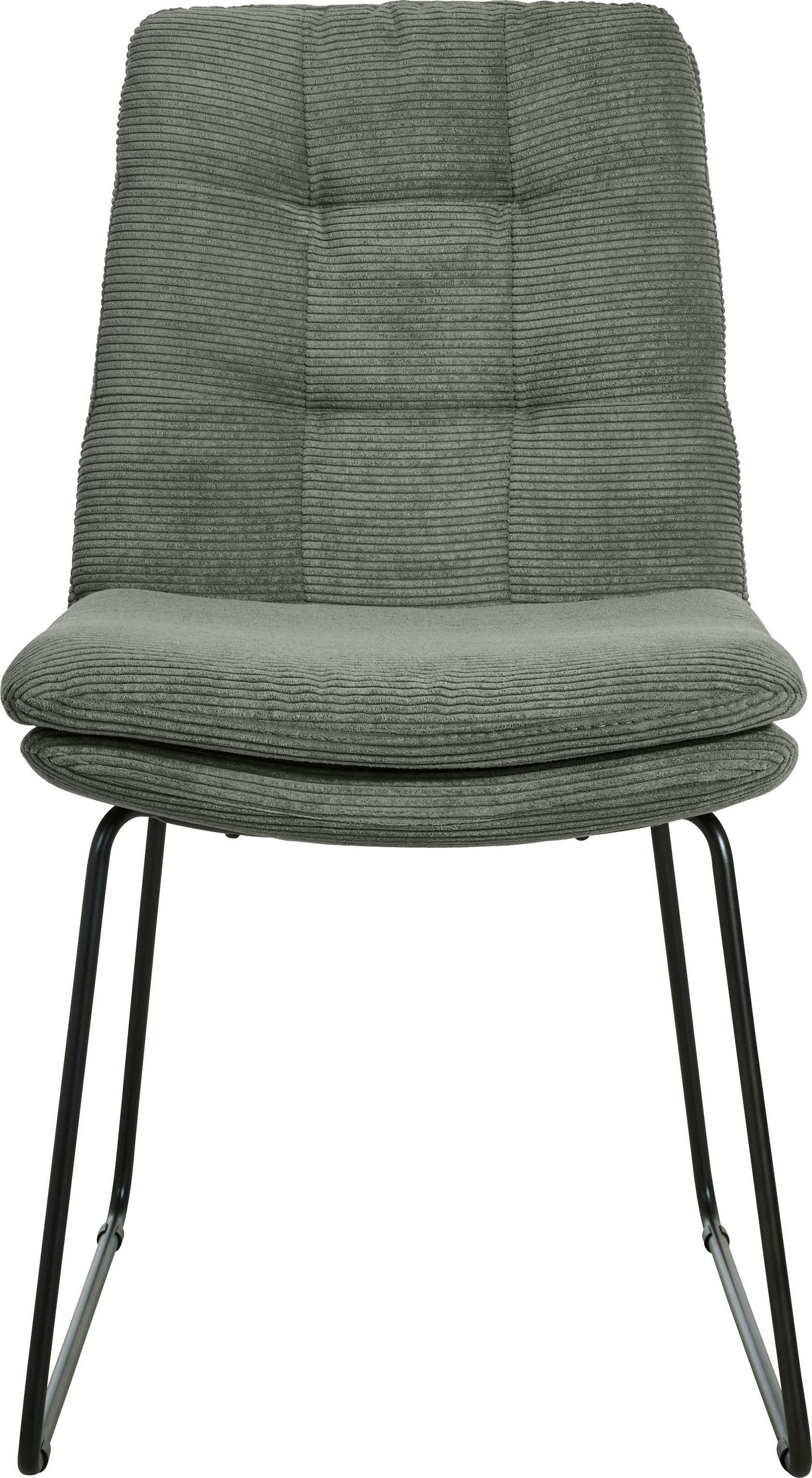 STUHL in Cord - Schwarz/Olivgrün, Design, Textil/Metall (49/90/68cm) - Johann Jakob