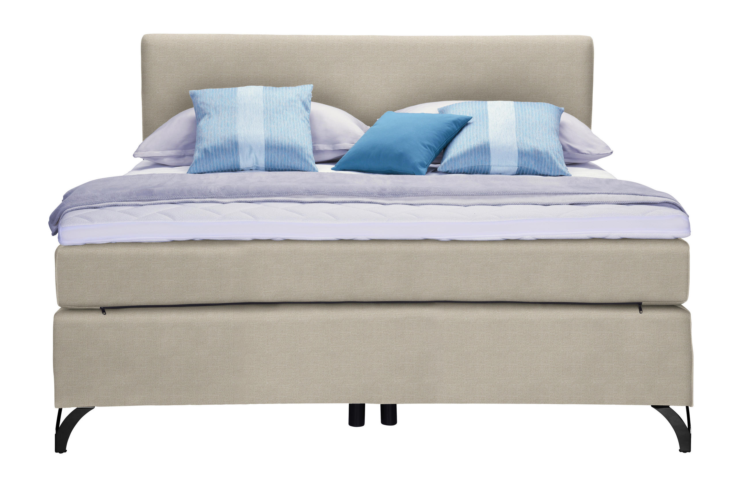 BOXSPRINGBETT 120/200 cm  in Beige  - Beige/Schwarz, Design, Textil/Metall (120/200cm) - Esposa