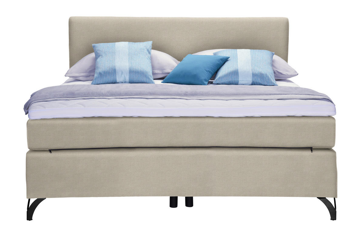 BOXSPRINGBETT 120/200 cm  in Beige  - Beige/Schwarz, Design, Textil/Metall (120/200cm) - Esposa
